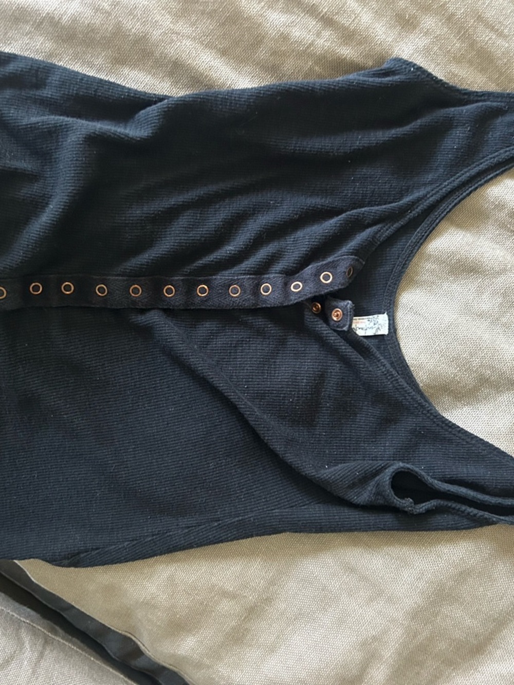 Free People Mustard Ribbed Button-Front Tank - Picture 3 of 5